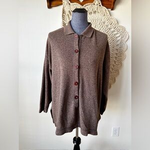 Erik Stewart Vintage Oversized Lagenlook Button Front Jersey Knit Top One Size